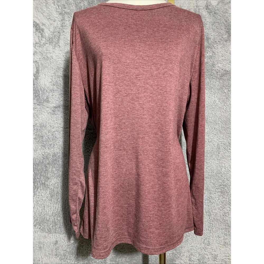 Sunbs Long Sleeve Top Womens XL Burgundy Heather Crew Neck EZsb Stretchy Relaxed